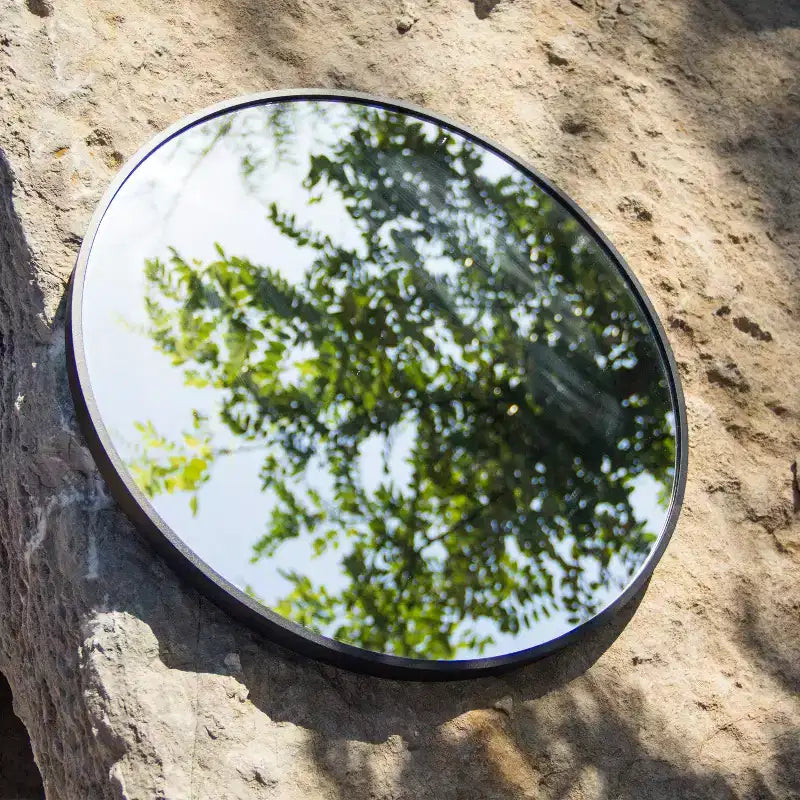 Miroir Rond Mural avec Cadre en Aluminium Brossé Grand Miroir Circulaire pour Mur, Miroir de Salle de Bain Circulaire - Panipeachy
