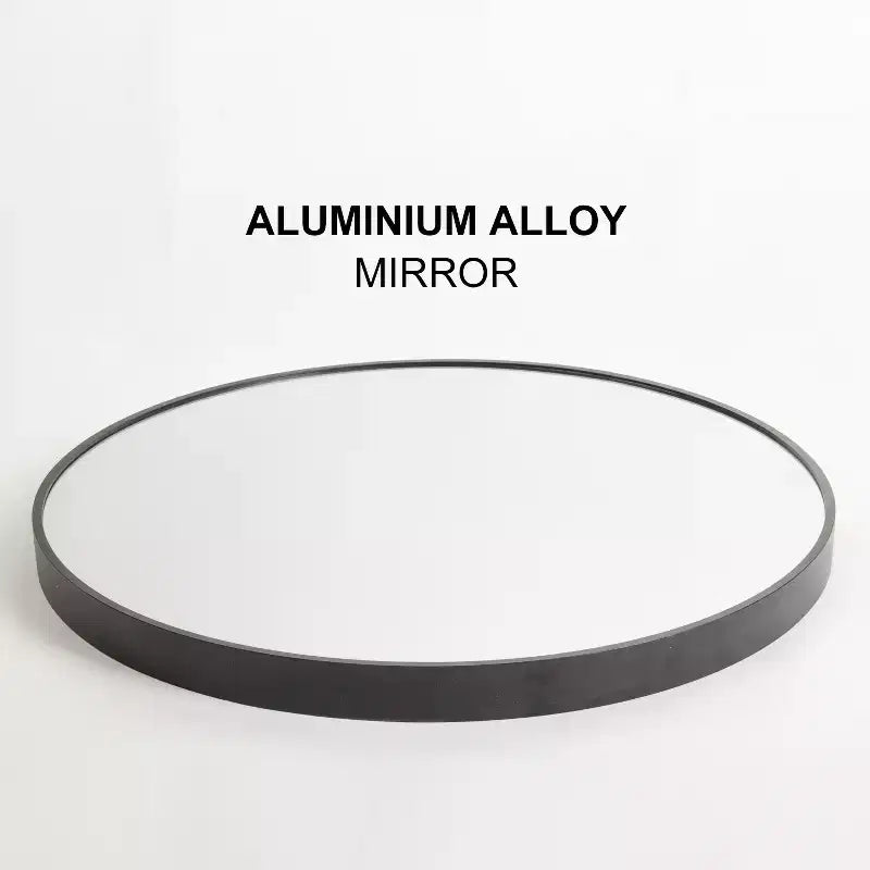 Miroir Rond Mural avec Cadre en Aluminium Brossé Grand Miroir Circulaire pour Mur, Miroir de Salle de Bain Circulaire - Panipeachy