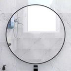 Miroir Rond Mural avec Cadre en Aluminium Brossé Grand Miroir Circulaire pour Mur, Miroir de Salle de Bain Circulaire - Panipeachy