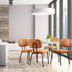 TUYOHW Lot de 2 chaises de salle à manger modernes du milieu du siècle, chaises de cuisine en cuir PU avec pieds en métal et patins réglables, chaises de salle à manger ergonomiques