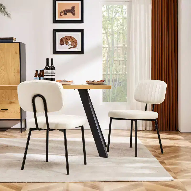 TUYOHW Lot de 2 chaises de salle à manger modernes du milieu du siècle, chaises de cuisine en cuir PU avec pieds en métal et patins réglables, chaises de salle à manger ergonomiques