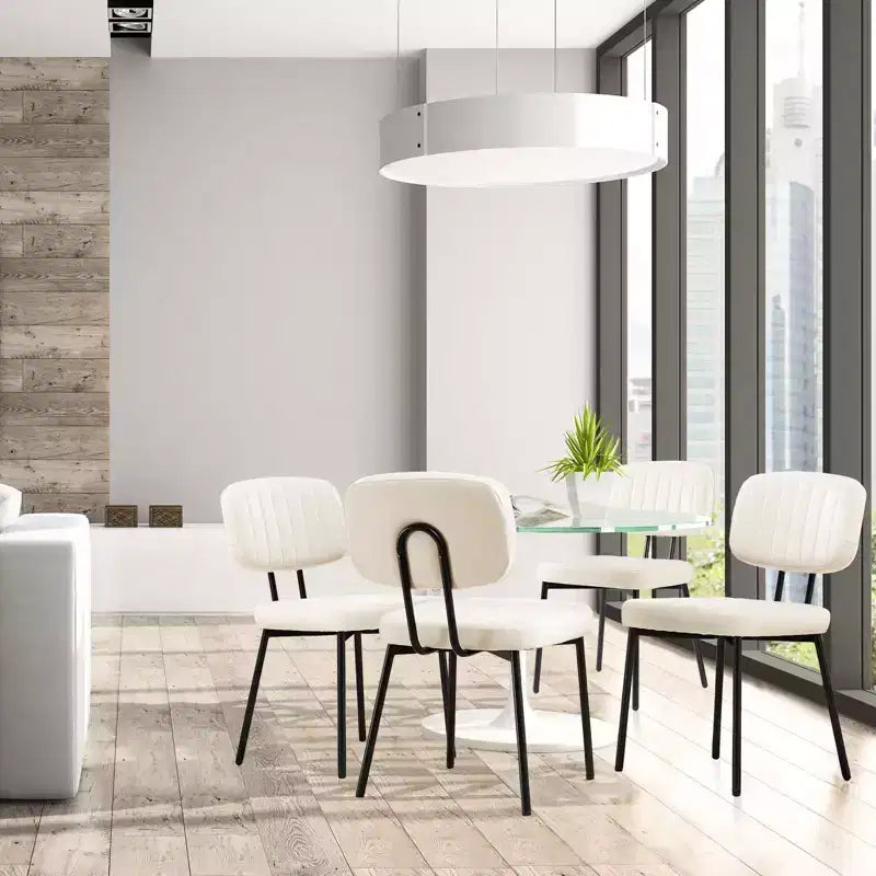 TUYOHW Lot de 2 chaises de salle à manger modernes du milieu du siècle, chaises de cuisine en cuir PU avec pieds en métal et patins réglables, chaises de salle à manger ergonomiques