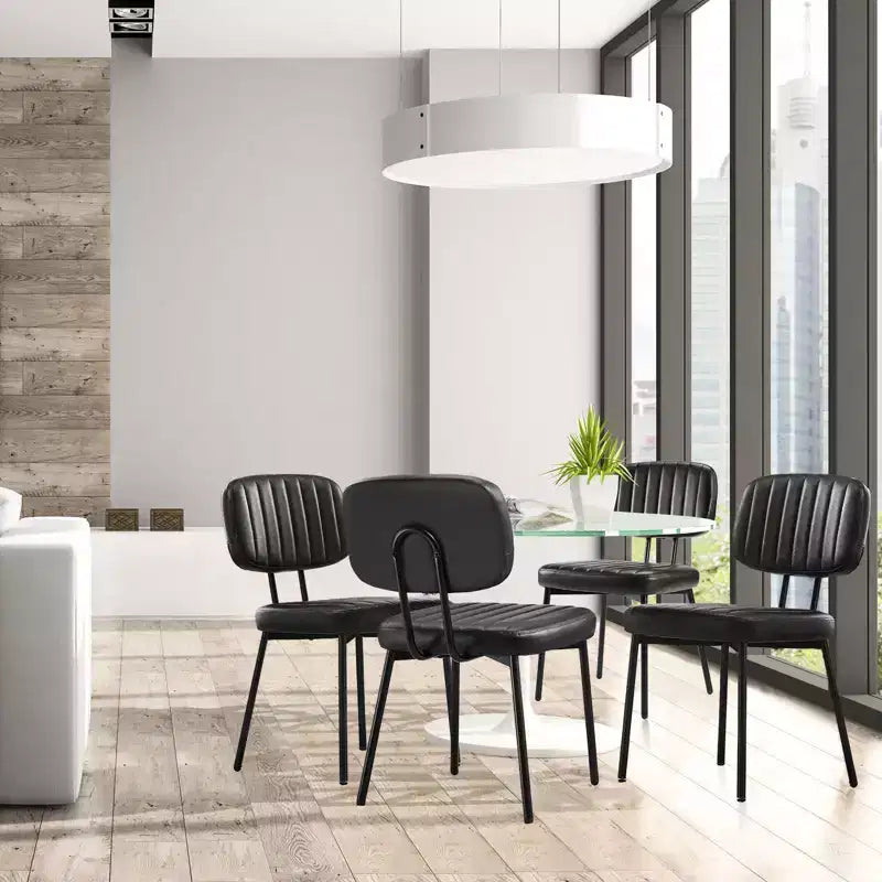 TUYOHW Lot de 2 chaises de salle à manger modernes du milieu du siècle, chaises de cuisine en cuir PU avec pieds en métal et patins réglables, chaises de salle à manger ergonomiques