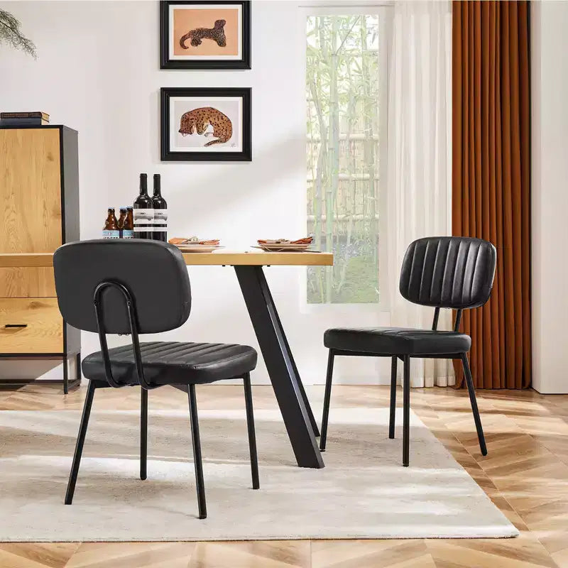 TUYOHW Lot de 2 chaises de salle à manger modernes du milieu du siècle, chaises de cuisine en cuir PU avec pieds en métal et patins réglables, chaises de salle à manger ergonomiques
