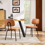TUYOHW Lot de 2 chaises de salle à manger modernes du milieu du siècle, chaises de cuisine en cuir PU avec pieds en métal et patins réglables, chaises de salle à manger ergonomiques