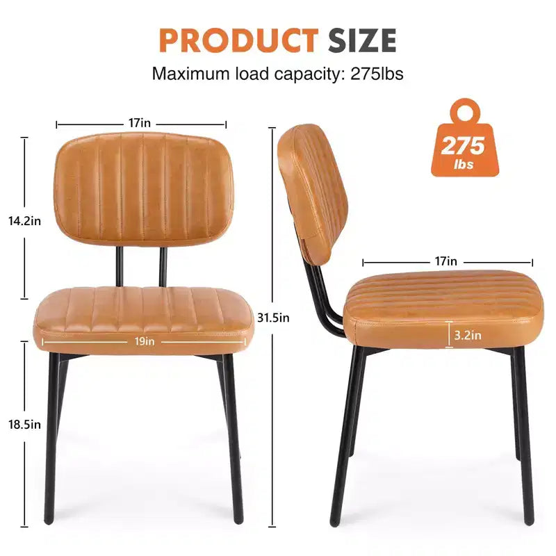 TUYOHW Lot de 2 chaises de salle à manger modernes du milieu du siècle, chaises de cuisine en cuir PU avec pieds en métal et patins réglables, chaises de salle à manger ergonomiques