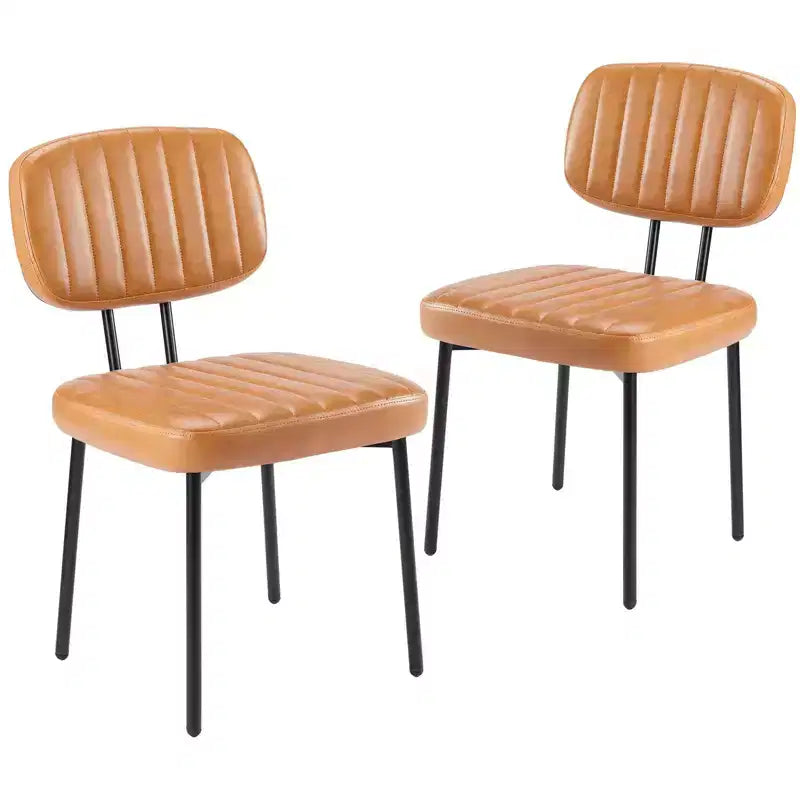 TUYOHW Lot de 2 chaises de salle à manger modernes du milieu du siècle, chaises de cuisine en cuir PU avec pieds en métal et patins réglables, chaises de salle à manger ergonomiques