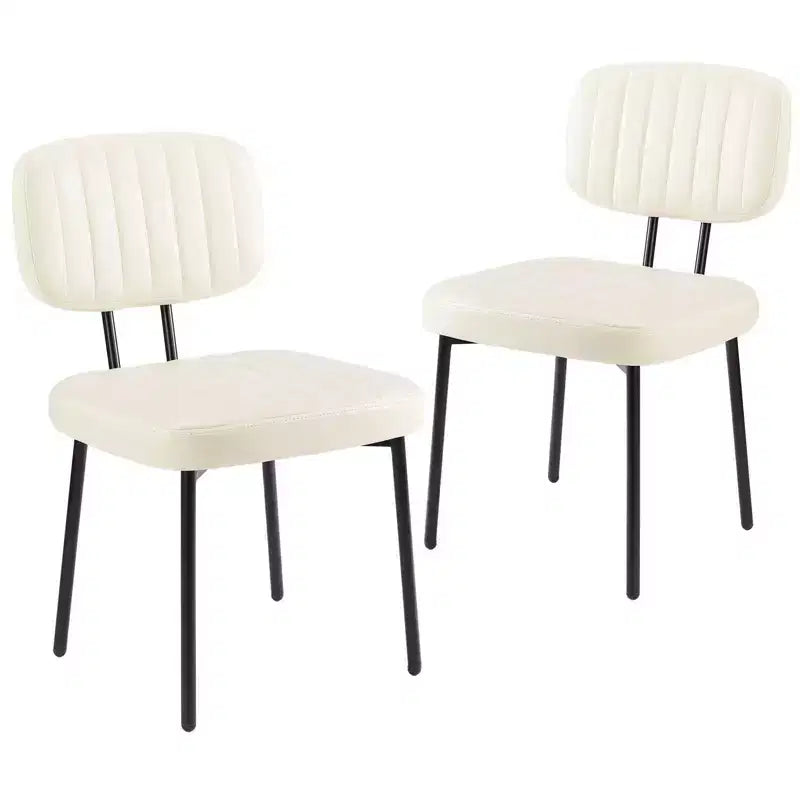 TUYOHW Lot de 2 chaises de salle à manger modernes du milieu du siècle, chaises de cuisine en cuir PU avec pieds en métal et patins réglables, chaises de salle à manger ergonomiques
