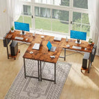 MAYEERTY Bureau d'angle en forme de L de 49 pouces, pour jeux, avec support d'unité centrale et sac latéral pour la maison, le bureau et le dortoir