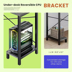 MAYEERTY Bureau d'angle en forme de L de 49 pouces, pour jeux, avec support d'unité centrale et sac latéral pour la maison, le bureau et le dortoir
