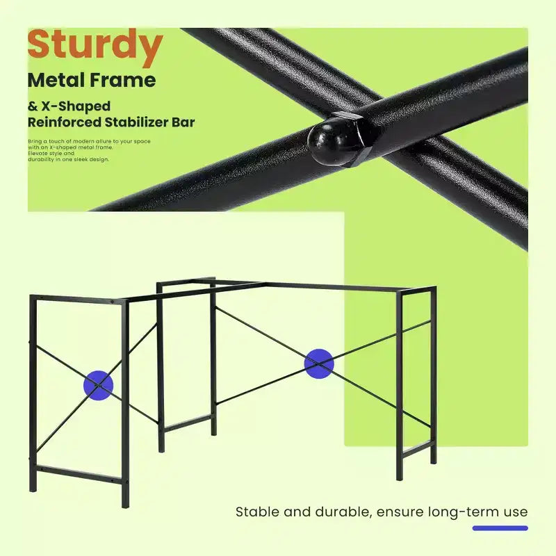 MAYEERTY Bureau d'angle en forme de L de 49 pouces, pour jeux, avec support d'unité centrale et sac latéral pour la maison, le bureau et le dortoir