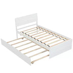 Lit plateforme double en bois massif avec lit gigogne et tête de lit, support à lattes en bois, pas besoin de sommier tapissier, assemblage facile, pour dortoir, chambre à coucher.