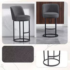 TUYOHW Lot de 2 tabourets de bar hauteur comptoir, tabourets modernes en forme de tonneau avec repose-pieds, tabourets de bar en lin doux pour îlot de cuisine et bar à domicile