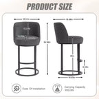 TUYOHW Lot de 2 tabourets de bar hauteur comptoir, tabourets modernes en forme de tonneau avec repose-pieds, tabourets de bar en lin doux pour îlot de cuisine et bar à domicile