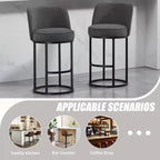 TUYOHW Lot de 2 tabourets de bar hauteur comptoir, tabourets modernes en forme de tonneau avec repose-pieds, tabourets de bar en lin doux pour îlot de cuisine et bar à domicile
