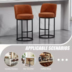 TUYOHW Lot de 2 tabourets de bar hauteur comptoir, tabourets modernes en forme de tonneau avec repose-pieds, tabourets de bar en lin doux pour îlot de cuisine et bar à domicile