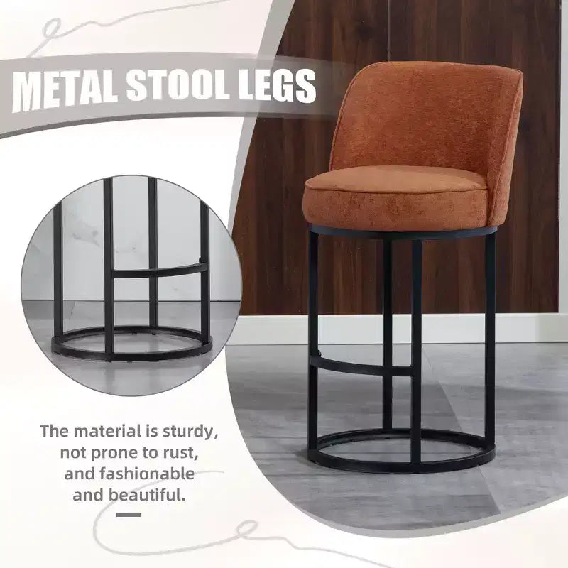 TUYOHW Lot de 2 tabourets de bar hauteur comptoir, tabourets modernes en forme de tonneau avec repose-pieds, tabourets de bar en lin doux pour îlot de cuisine et bar à domicile