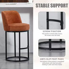 TUYOHW Lot de 2 tabourets de bar hauteur comptoir, tabourets modernes en forme de tonneau avec repose-pieds, tabourets de bar en lin doux pour îlot de cuisine et bar à domicile