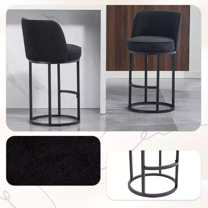 TUYOHW Lot de 2 tabourets de bar hauteur comptoir, tabourets modernes en forme de tonneau avec repose-pieds, tabourets de bar en lin doux pour îlot de cuisine et bar à domicile