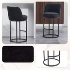 TUYOHW Lot de 2 tabourets de bar hauteur comptoir, tabourets modernes en forme de tonneau avec repose-pieds, tabourets de bar en lin doux pour îlot de cuisine et bar à domicile