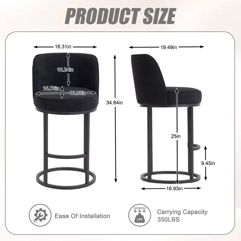 TUYOHW Lot de 2 tabourets de bar hauteur comptoir, tabourets modernes en forme de tonneau avec repose-pieds, tabourets de bar en lin doux pour îlot de cuisine et bar à domicile