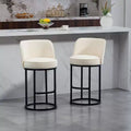 TUYOHW Counter Height Bar Stools Set of 2,Modern Barrel-Shaped Stools with Footrest,Soft Linen Bar Stools for Kitchen Island & Home Bar
