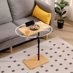 Plateau de canapé pivotant à 360° pour accoudoir de canapé - Table d'appoint en C avec fentes pour téléphone et tablette, table plateau TV, plateau de table d'appoint pour salon et chambre à coucher