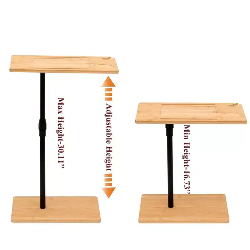 Plateau de canapé pivotant à 360° pour accoudoir de canapé - Table d'appoint en C avec fentes pour téléphone et tablette, table plateau TV, plateau de table d'appoint pour salon et chambre à coucher