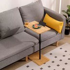 Plateau de canapé pivotant à 360° pour accoudoir de canapé - Table d'appoint en C avec fentes pour téléphone et tablette, table plateau TV, plateau de table d'appoint pour salon et chambre à coucher
