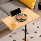 Plateau de canapé pivotant à 360° pour accoudoir de canapé - Table d'appoint en C avec fentes pour téléphone et tablette, table plateau TV, plateau de table d'appoint pour salon et chambre à coucher