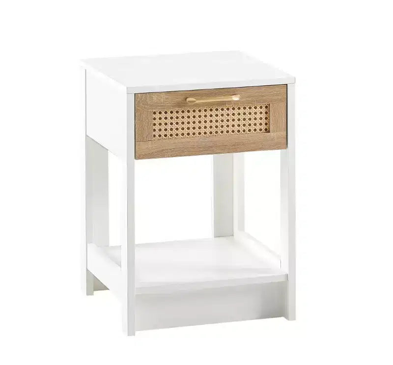 MDF 15.75 Rattan End Table with Drawer, Modern Nightstand & Side Table for Living Room/Bedroom,