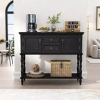 Console rétro avec tiroirs et armoires, table d'appoint étroite avec étagère ouverte pour entrée ou salon