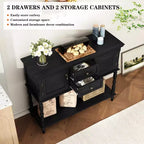 Console rétro avec tiroirs et armoires, table d'appoint étroite avec étagère ouverte pour entrée ou salon