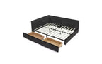 Lit de repos rembourré en velours TUYOHW Mid-Century avec 2 tiroirs, cadre de lit de rangement en bois d'eucalyptus, taille double, pour chambre et salon