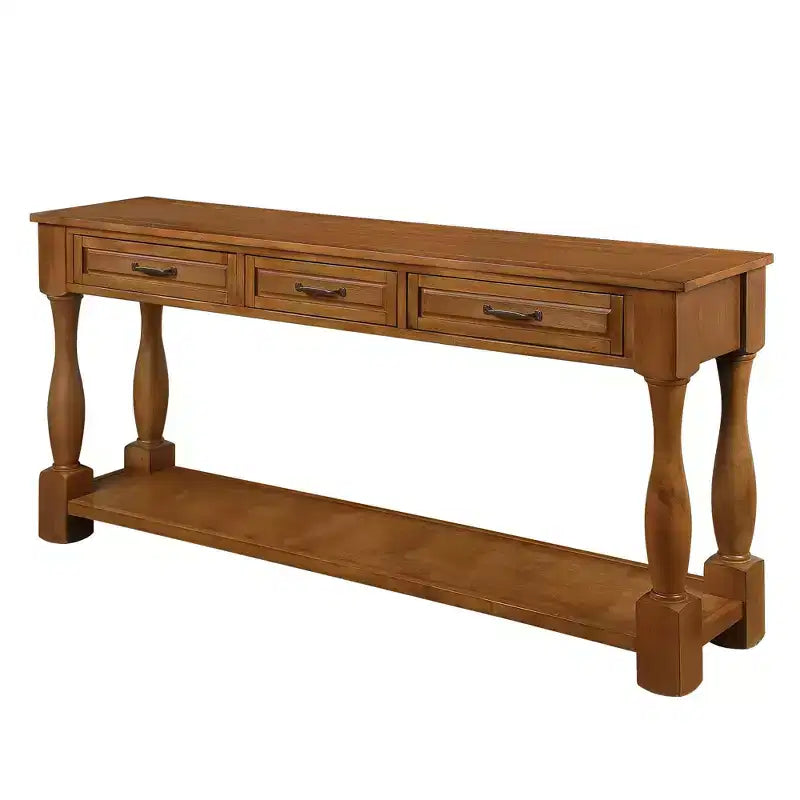 TUYOHW Table console en bois de 160 cm, table d'entrée avec 3 tiroirs et 1 étagère inférieure, table de canapé extra-épaisse pour entrée, couloir