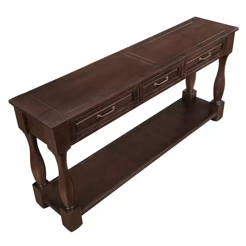 TUYOHW Table console en bois de 160 cm, table d'entrée avec 3 tiroirs et 1 étagère inférieure, table de canapé extra-épaisse pour entrée, couloir