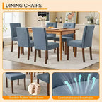 Lot de 4 chaises de salle à manger, chaises Parsons capitonnées avec pieds en bois et assise rembourrée, chaises d'appoint modernes en tissu pour salle à manger ou cuisine, bleu