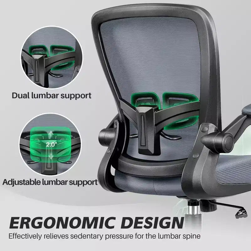 Chaise de Bureau Ergonomique KERDOM, Soutien Lombaire Réglable, Tissu en Maille Respirant, Durable et Fiable