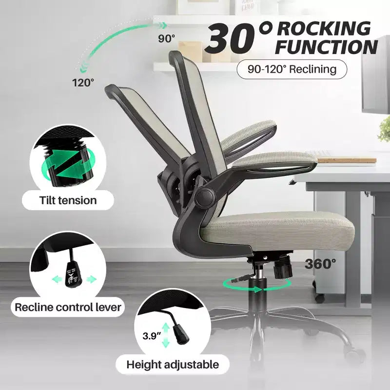 Chaise de Bureau Ergonomique KERDOM, Soutien Lombaire Réglable, Tissu en Maille Respirant, Durable et Fiable