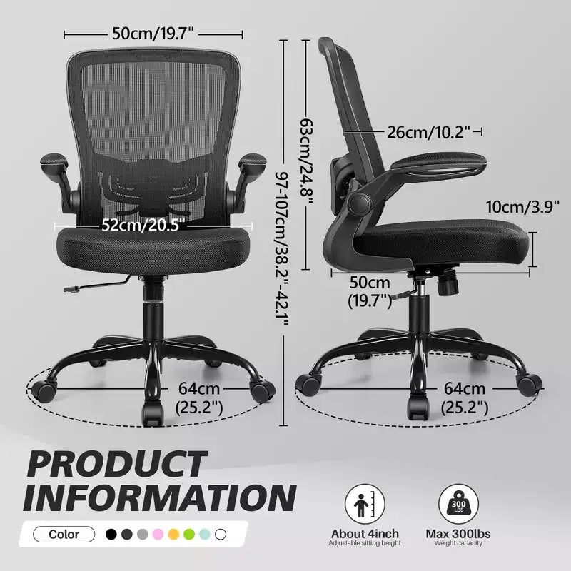Chaise de Bureau Ergonomique KERDOM, Soutien Lombaire Réglable, Tissu en Maille Respirant, Durable et Fiable