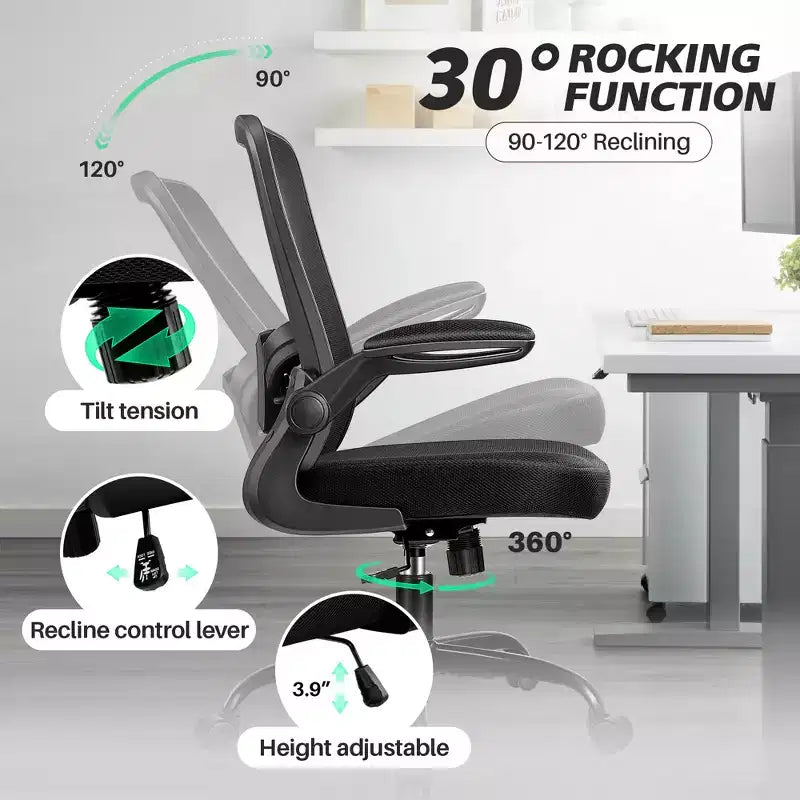 Chaise de Bureau Ergonomique KERDOM, Soutien Lombaire Réglable, Tissu en Maille Respirant, Durable et Fiable