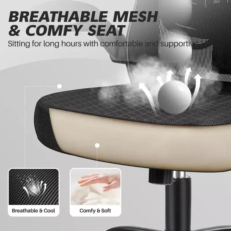Chaise de Bureau Ergonomique KERDOM, Soutien Lombaire Réglable, Tissu en Maille Respirant, Durable et Fiable
