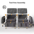 Dyonery 91 Lit convertible 4 en 1 avec dossier réglable, accoudoirs larges, chargement USB, poches latérales, porte-gobelets, assemblage sans outils
