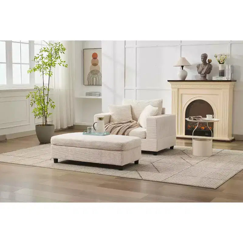 MAYEERTY Chaise Longue avec Ottoman de Rangement Amovible, Canapé-Lit Rembourré avec Oreillers Fauteuil Profond pour Salon Chambre