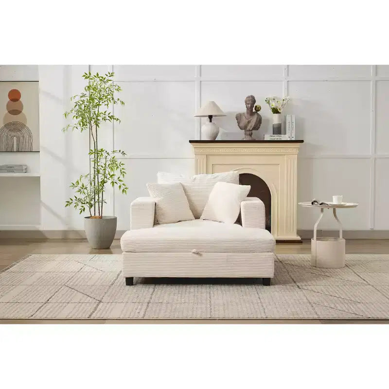 MAYEERTY Chaise Longue avec Ottoman de Rangement Amovible, Canapé-Lit Rembourré avec Oreillers Fauteuil Profond pour Salon Chambre
