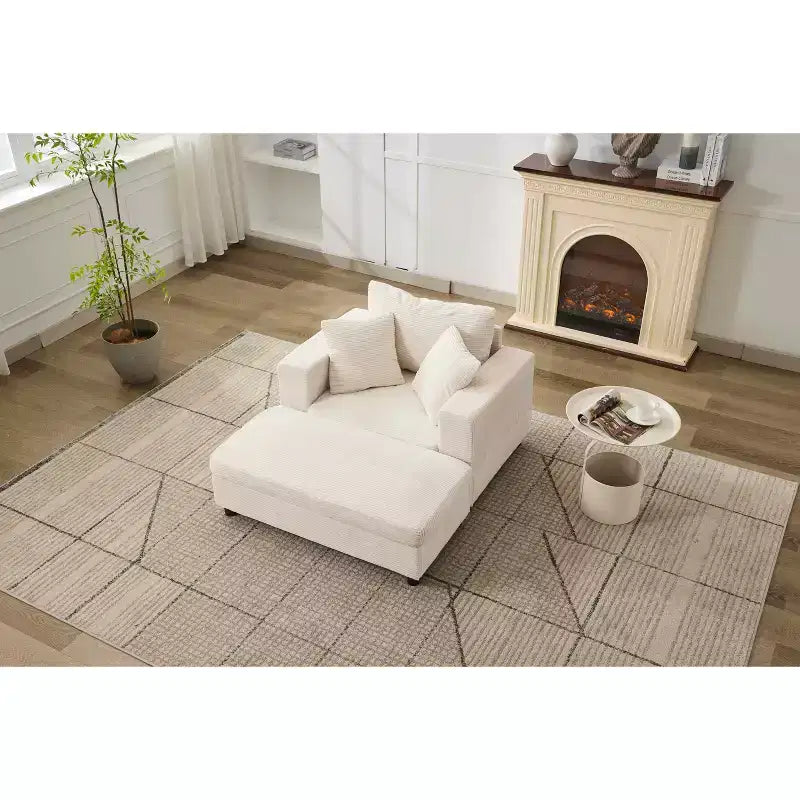 MAYEERTY Chaise Longue avec Ottoman de Rangement Amovible, Canapé-Lit Rembourré avec Oreillers Fauteuil Profond pour Salon Chambre