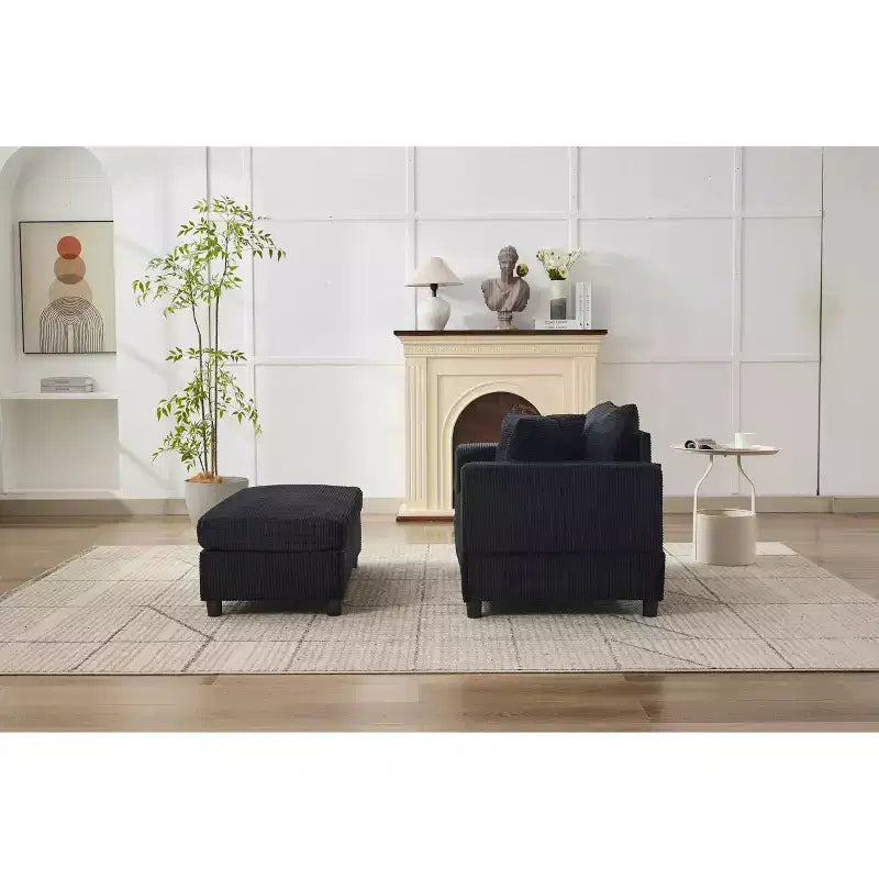 MAYEERTY Chaise Longue avec Ottoman de Rangement Amovible, Canapé-Lit Rembourré avec Oreillers Fauteuil Profond pour Salon Chambre