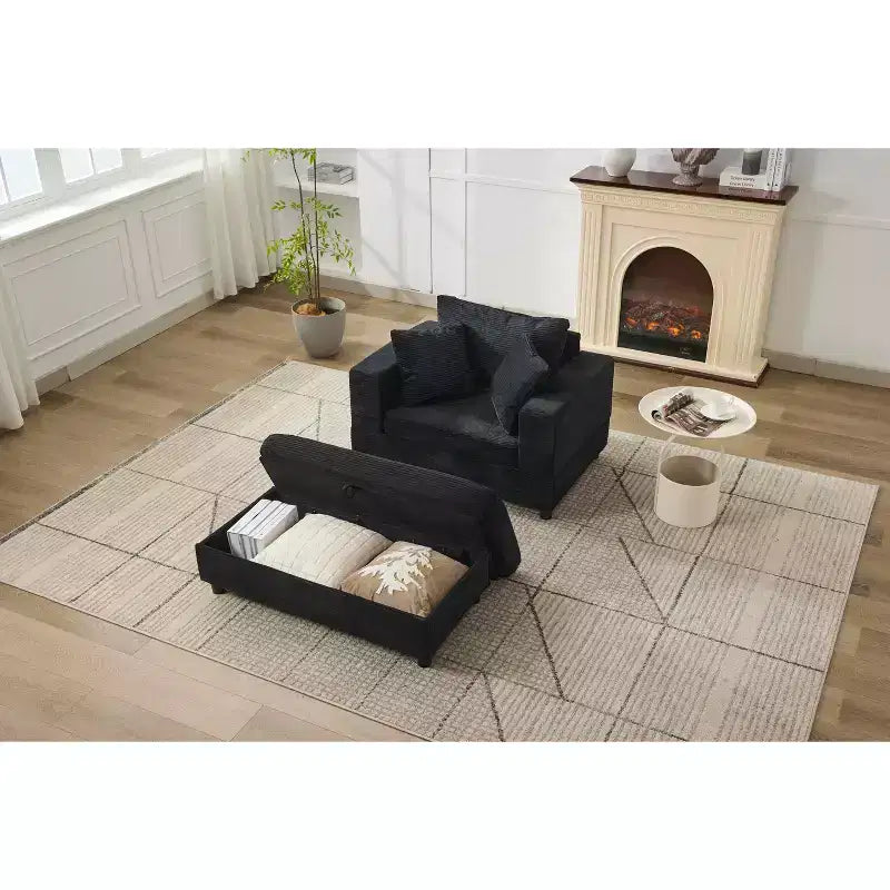 MAYEERTY Chaise Longue avec Ottoman de Rangement Amovible, Canapé-Lit Rembourré avec Oreillers Fauteuil Profond pour Salon Chambre