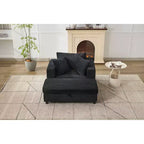 MAYEERTY Chaise Longue avec Ottoman de Rangement Amovible, Canapé-Lit Rembourré avec Oreillers Fauteuil Profond pour Salon Chambre