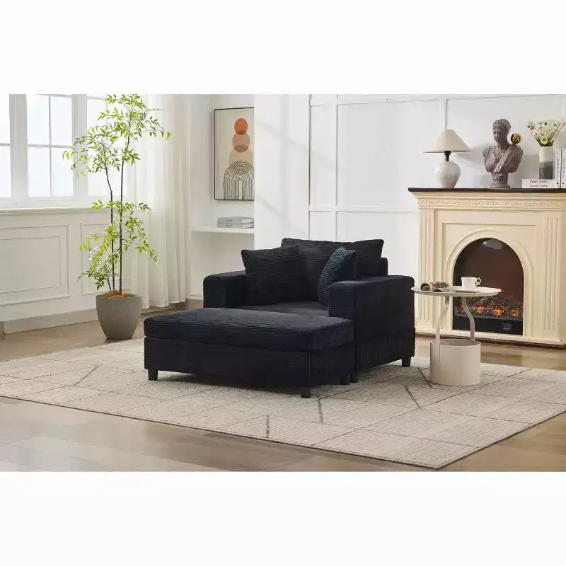 MAYEERTY Chaise Longue avec Ottoman de Rangement Amovible, Canapé-Lit Rembourré avec Oreillers Fauteuil Profond pour Salon Chambre
